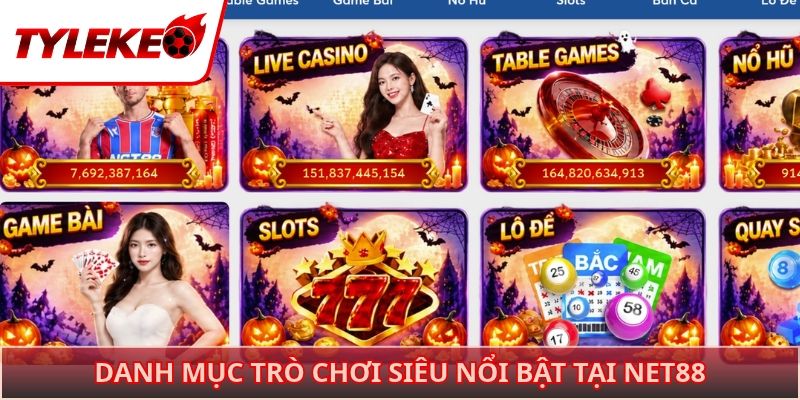 Danh mục trò chơi siêu nổi bật tại NET88