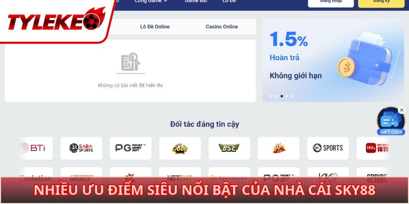 Nhiều ưu điểm siêu nổi bật của nhà cái SKY88